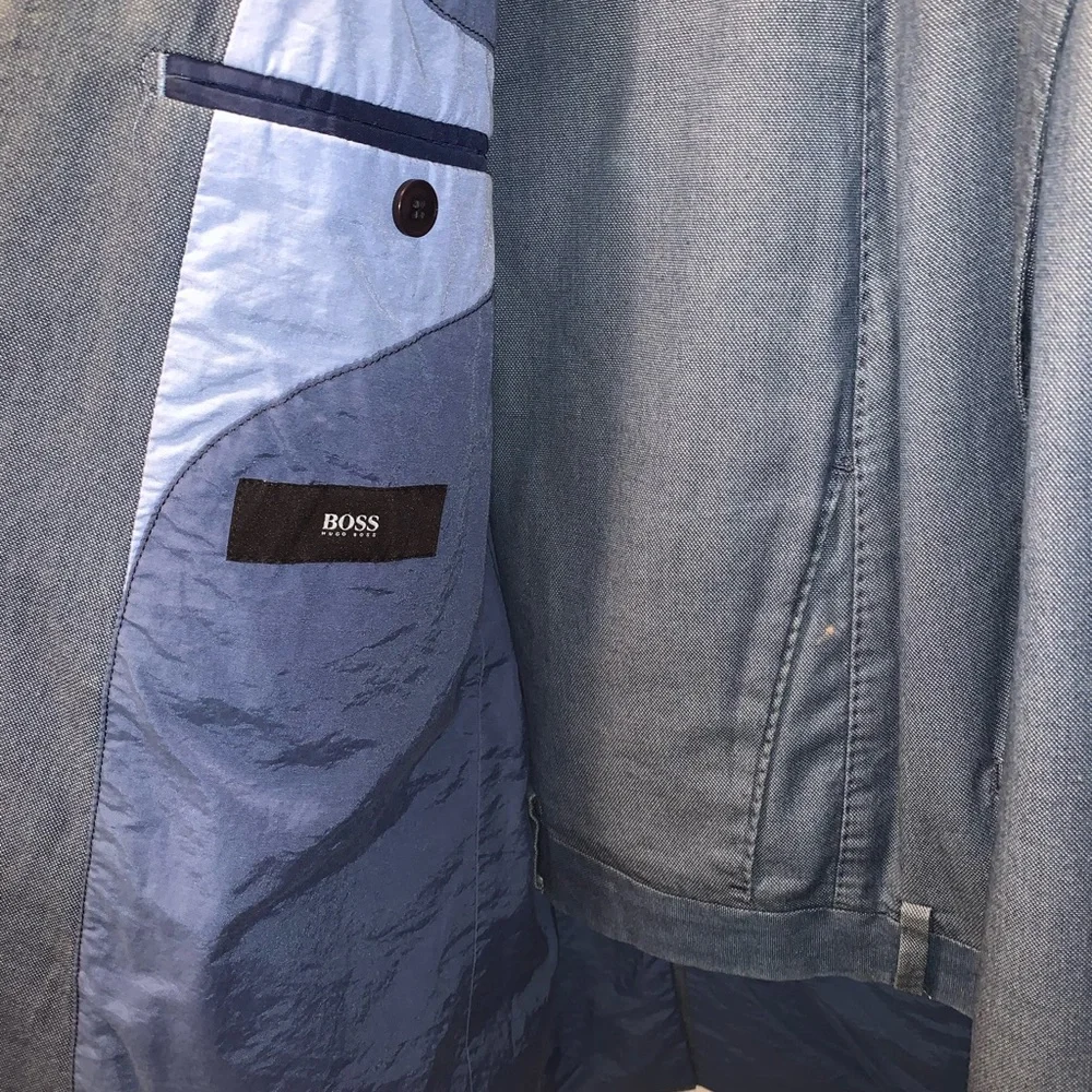 Hugo Boss Light Blue Denim Mens Suit Jacket And Pants 44R - Picture 2 of 3